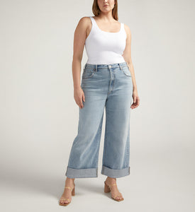 Silver Baggy Wide Leg Crop